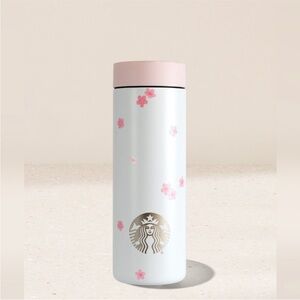 Starbucks Cherry Blossom White Metal Floral Design Tumbler, new